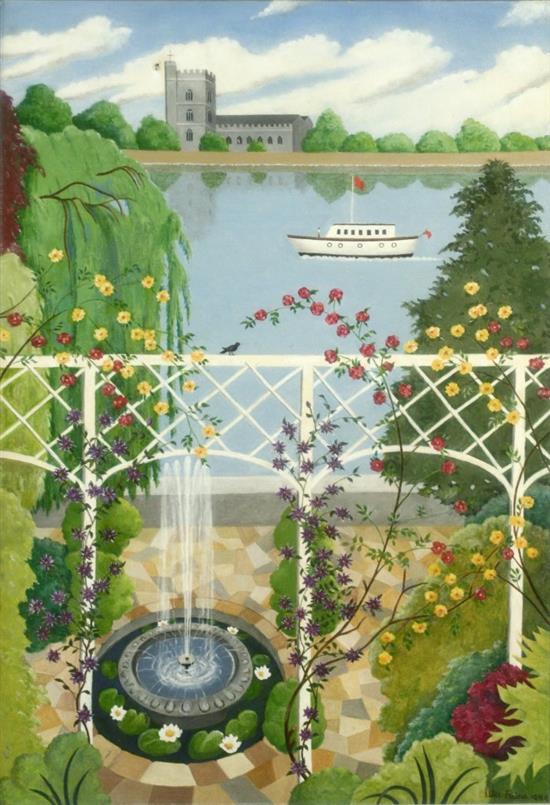 Ula Paine (1909-2001) A Garden by the River 36 x 24in.